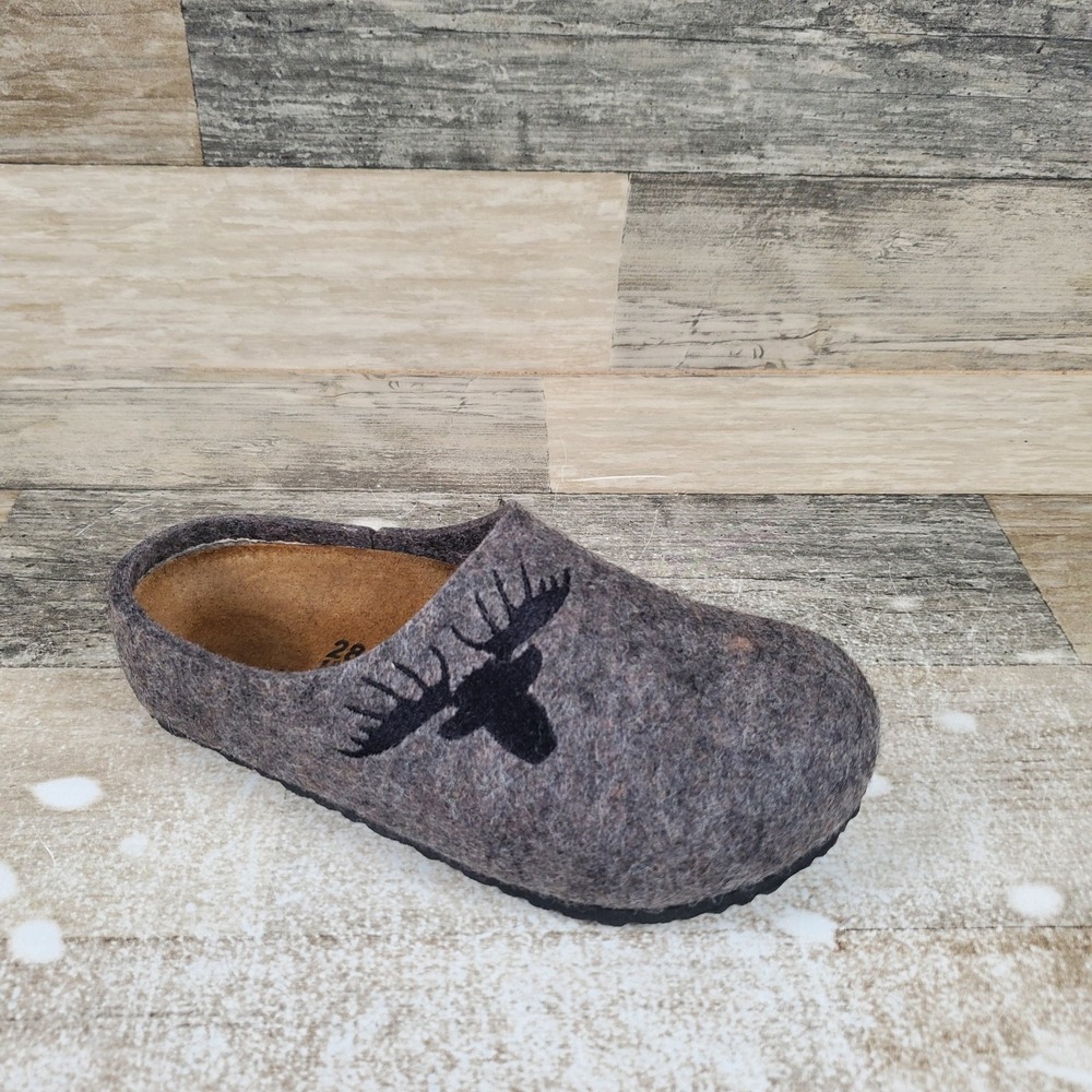 Birkenstock Kaprun Kids‎ Clogs Sz 10 Gray Elk Wool Narrow Slip On Slippers